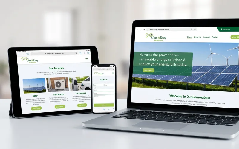 Cool 'n' Easy Renewables website built by Digital Copper