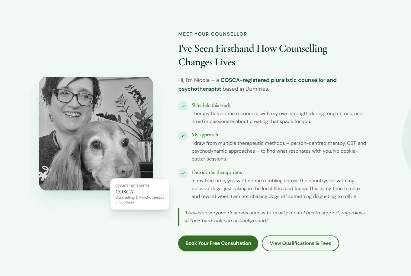 Holding Space homepage design