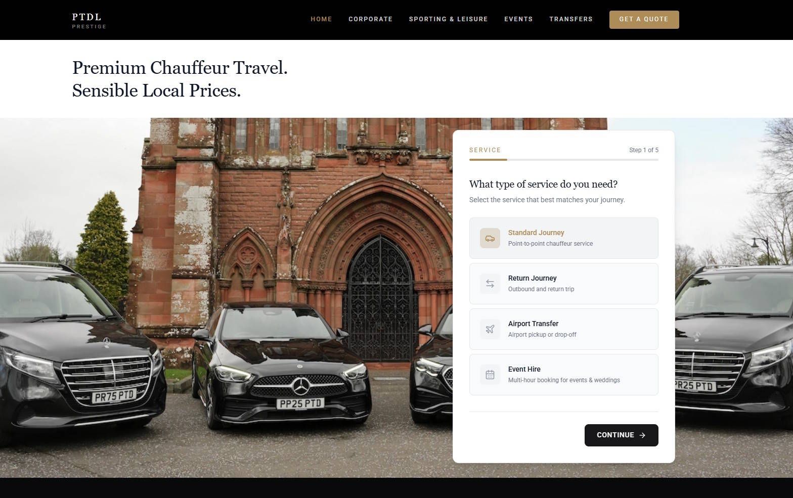 PTDL Prestige Premium Chauffeur Website